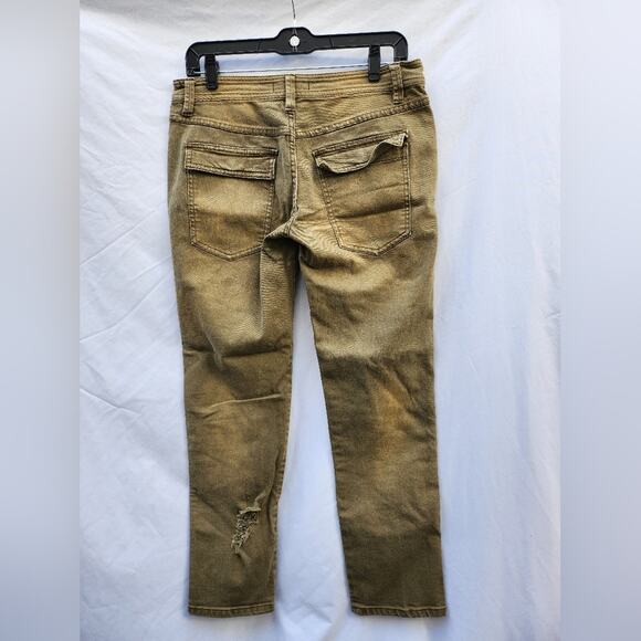 Free People Straight Crop Utility Jeans in Distressed Olive - Women's Size 2 - Picture 3 of 14